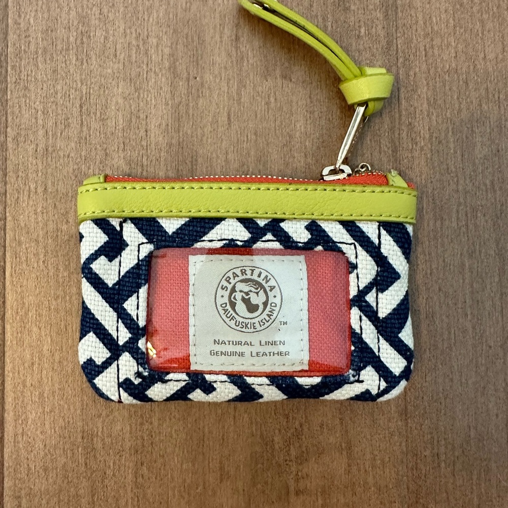 Spartina 449 Linen & Leather Coin Purse / Card Wallet - Picture 2 of 4